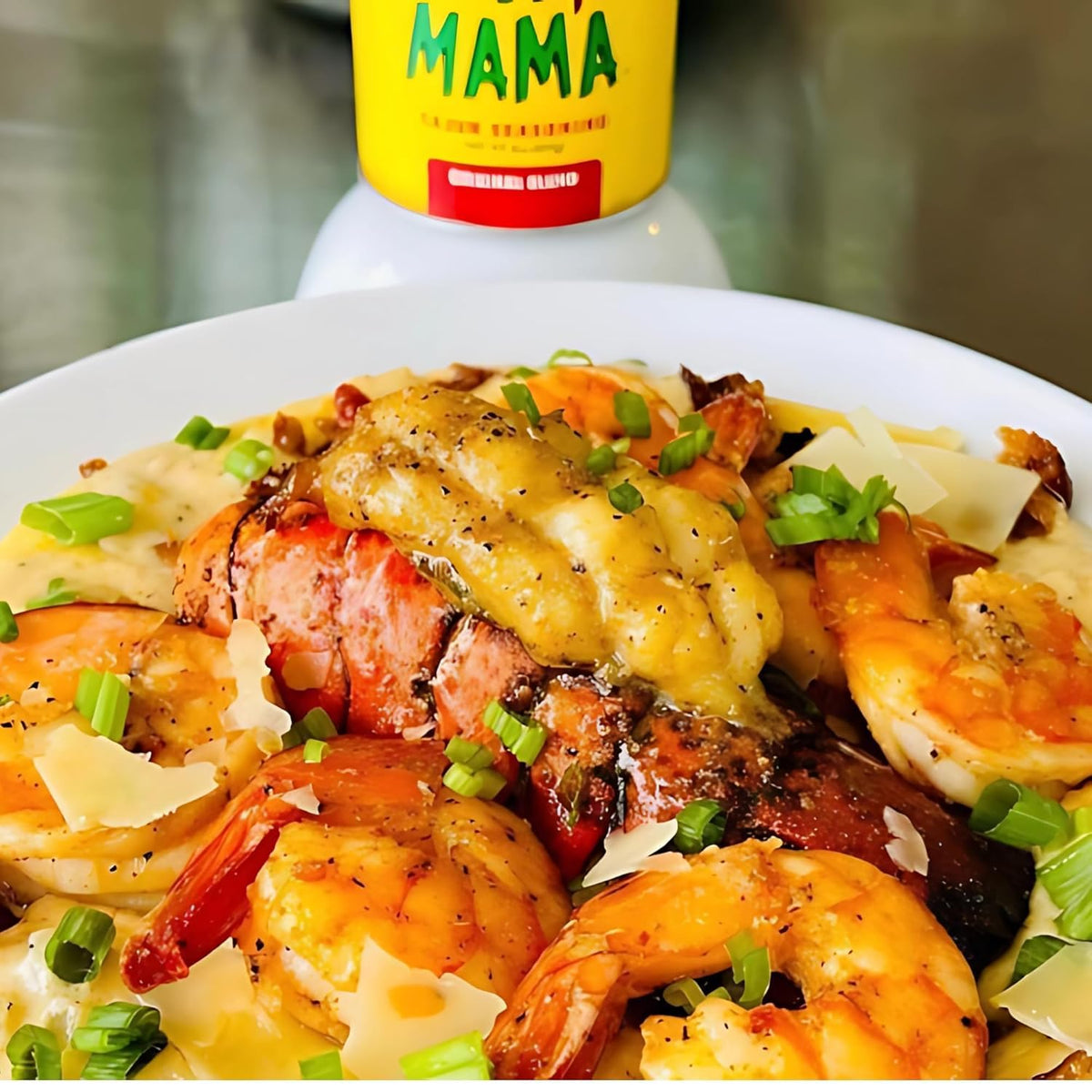 Kosher certification logo beside SLAP YA MAMA bottle communicates dietary clarity.