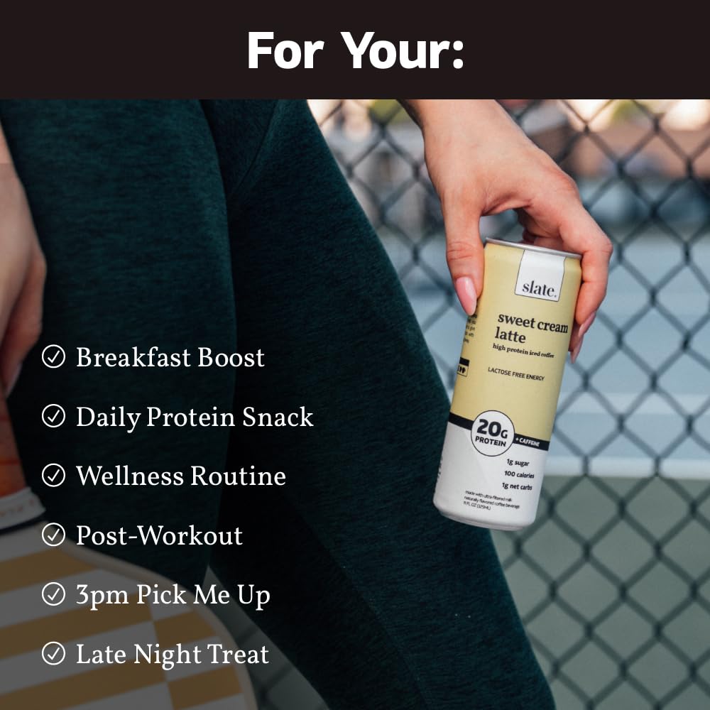 Slate Milk 20g protein iced coffee can for daily workouts