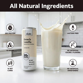 Slate Milk 20g protein vanilla shake, post-workout option.