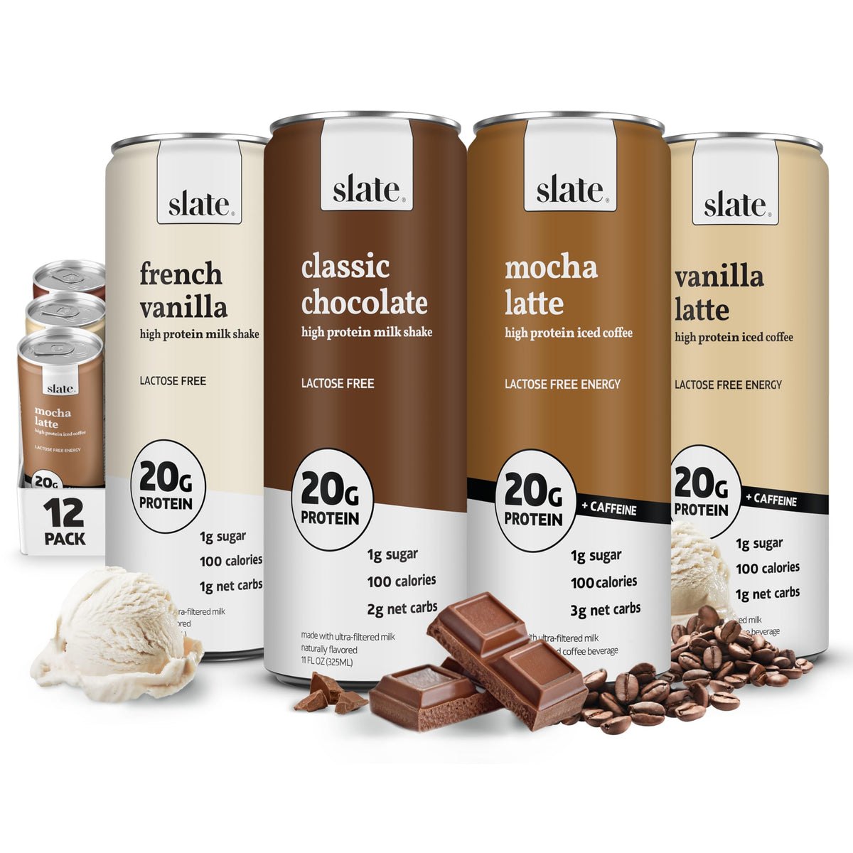 Slate Milk Classic Chocolate can for a protein-packed lactose-free snack on the go.