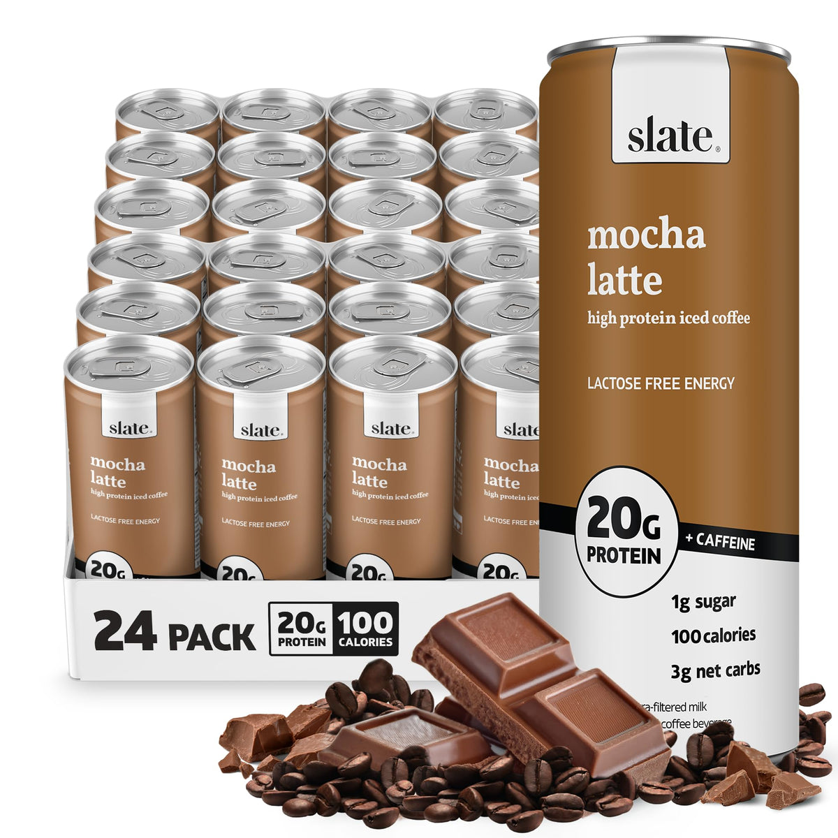Slate Milk iced coffee mocha latte bottle with caffeine boost