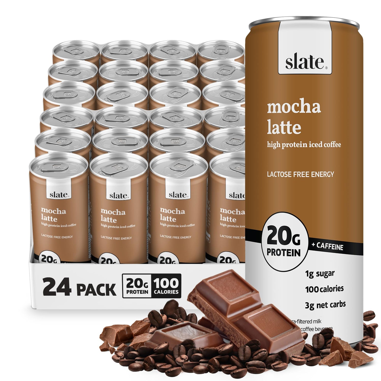 Slate Milk iced coffee mocha latte bottle with caffeine boost