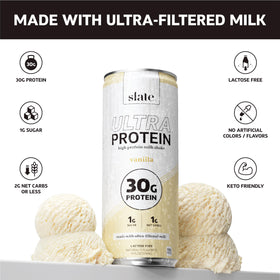Slate Milk Ultra Protein Shake chocolate cans offer a satisfying protein boost after workouts