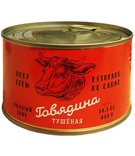 Slavos Beef Stew canned 14oz, a convenient pantry staple for quick meals.