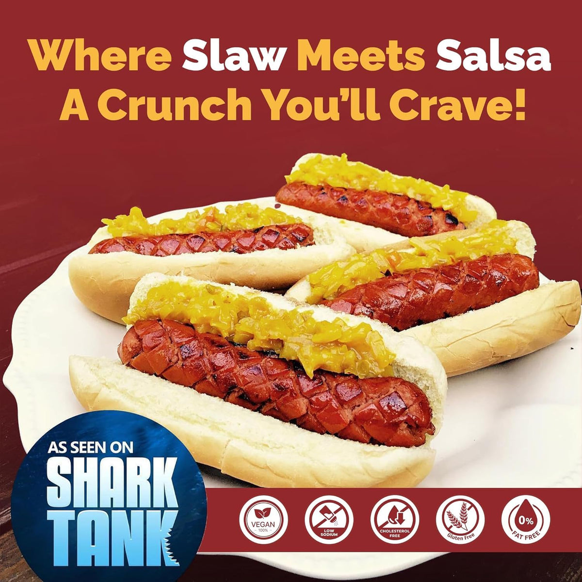 Slawsa Original Crunchy Gourmet Topping on burger – boosts flavor and crunch.