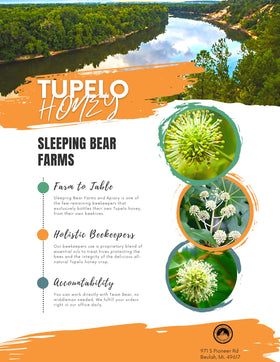 Sleeping Bear Farms Tupelo honey 32oz packaging ideal for pantry and gifting.