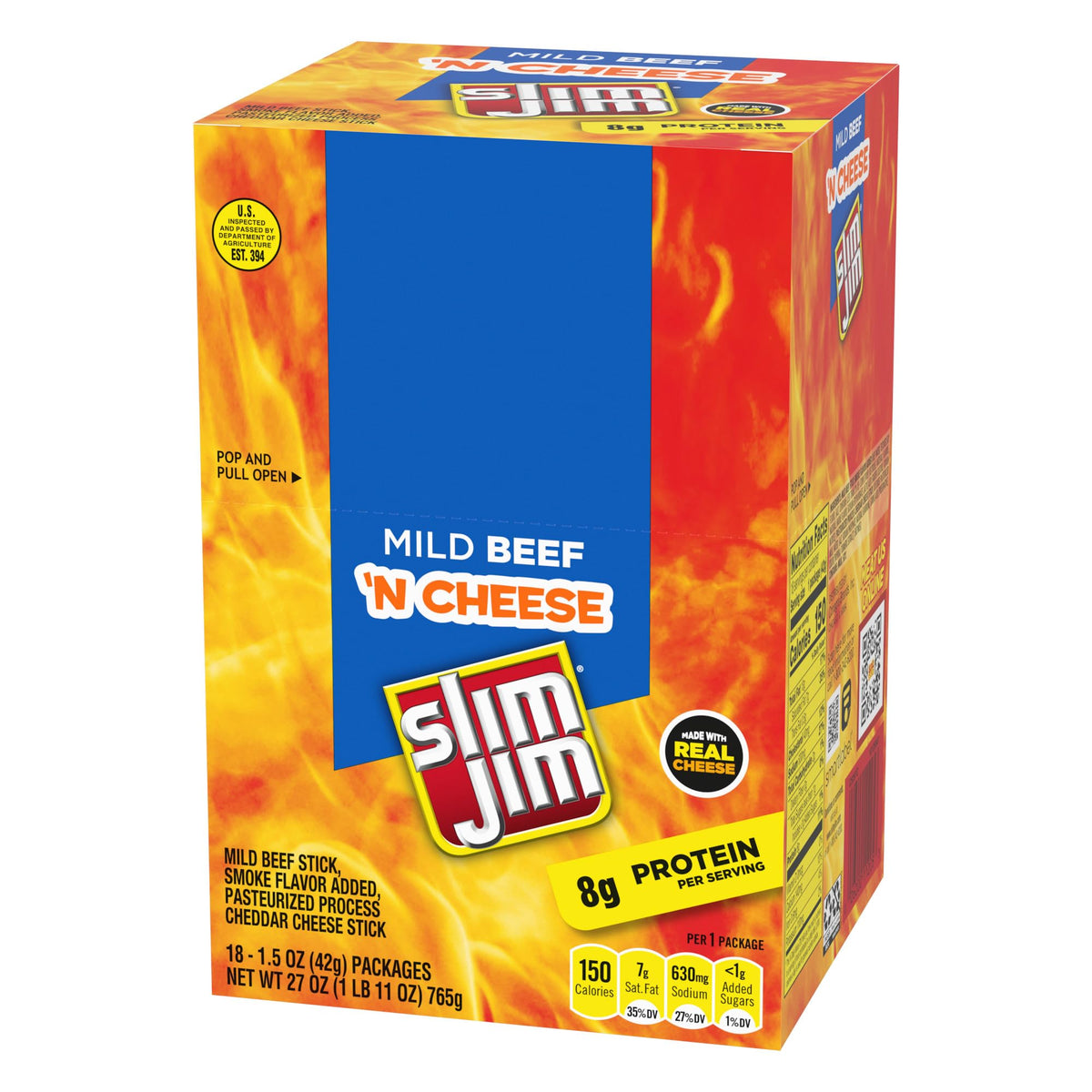 Serving Slim Jim Beef N Cheese stick ready as a protein snack