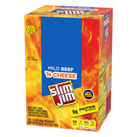 Serving Slim Jim Beef N Cheese stick ready as a protein snack