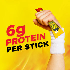 Close-up of Slim Jim Buffalo Wild Wings Hot chicken sticks showing a tender, juicy bite.