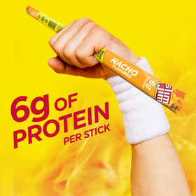 Close-up of Slim Jim Giant Nacho stick showing smoky, spicy flavor.