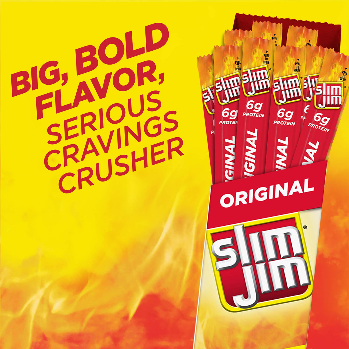 Slim Jim Giant Original 24-count box front, pantry-ready snack supply