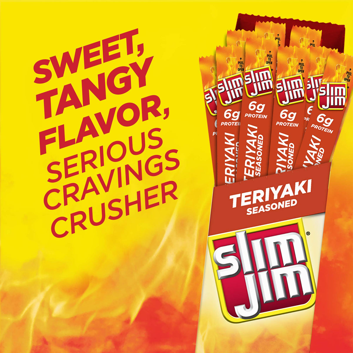 Slim Jim Giant Teriyaki sticks on shelf showcase convenient, flavorful protein option.