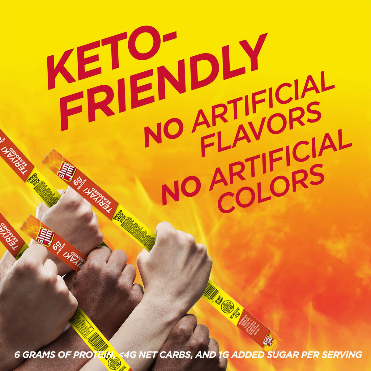Slim Jim Giant Teriyaki sticks in a lunchbox offer quick protein on demand.
