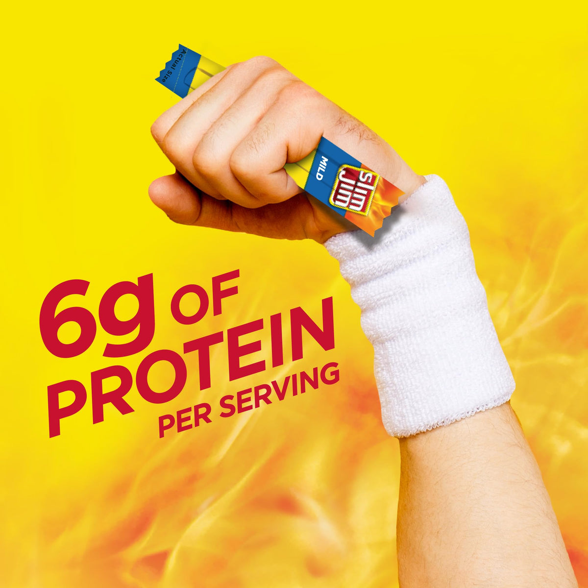 Slim Jim beef-pork-chicken blend communicates protein-packed flavor without artificial flavors.