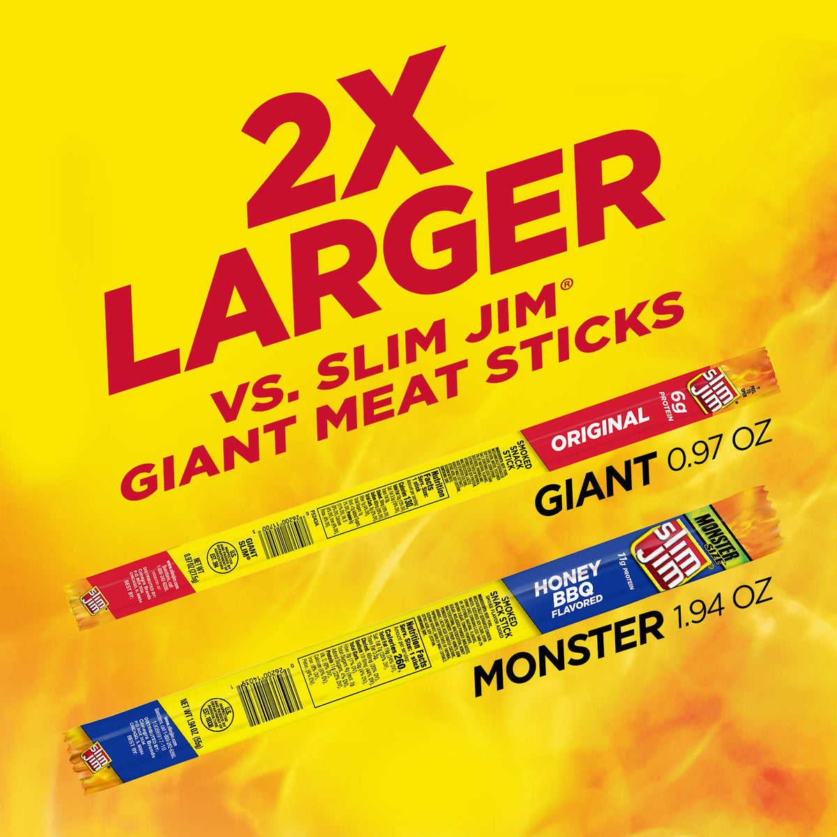 Slim Jim Monster Honey BBQ open-pack, convenient bite-size snack for travel.