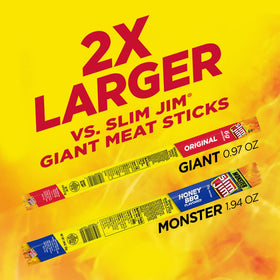 Slim Jim Monster Honey BBQ open-pack, convenient bite-size snack for travel.
