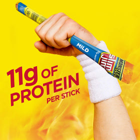Slim Jim Monster Mild beef-pork-chicken blend delivers bold flavor