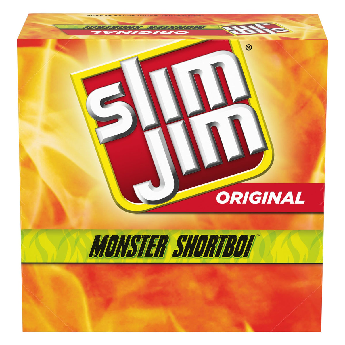 Slim Jim Monster Shortboi Original packaging showing a convenient on-the-go protein snack