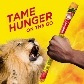 Slim Jim Monster Smoked Meat Sticks serving idea on desk, satisfying snack