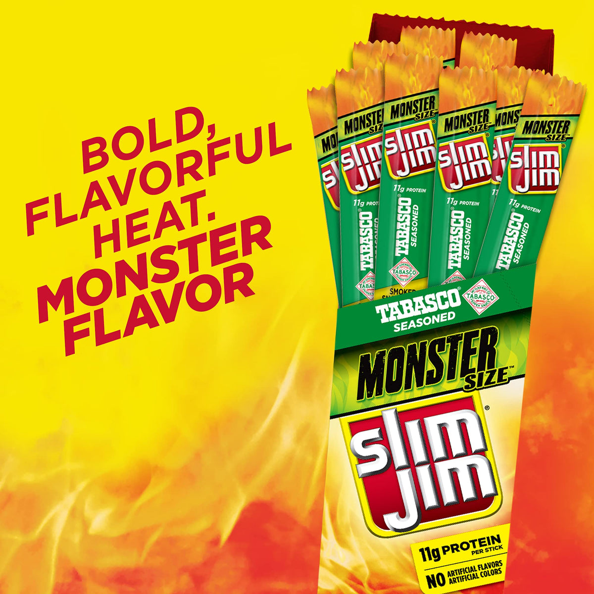 Individually wrapped Slim Jim Monster sticks ready for quick snacks