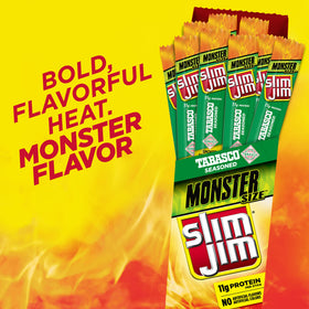 Individually wrapped Slim Jim Monster sticks ready for quick snacks