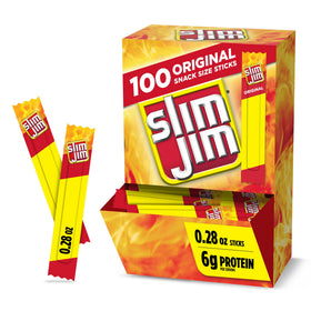 Slim Jim Original Snack Size smoked meat sticks box front shows bold flavor and easy snacking
