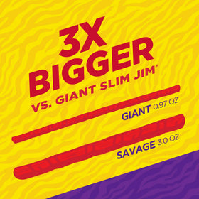 Slim Jim Savage giant-size detail highlights a hearty bite for bigger appetites.