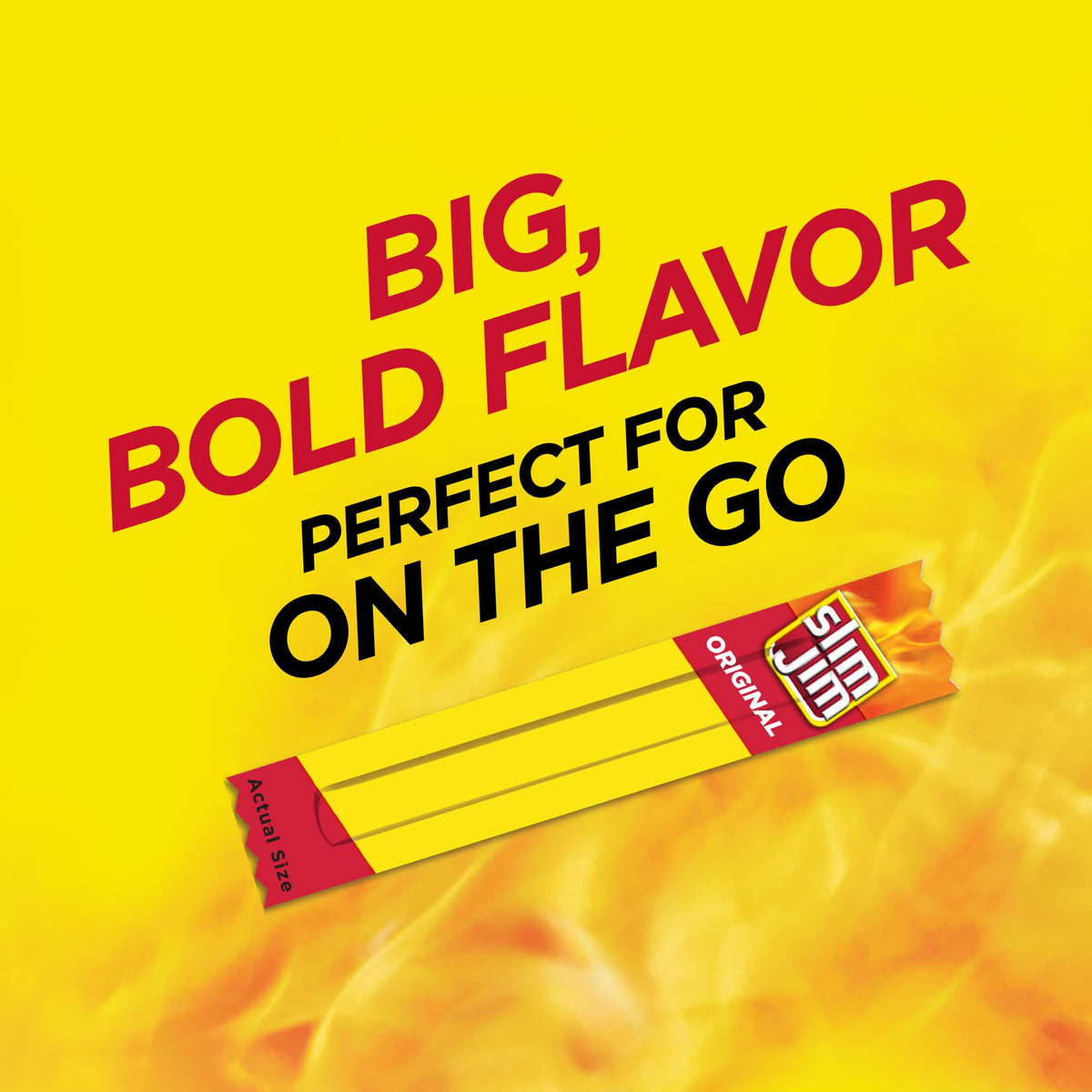 Slim Jim Smoked Meat Sticks Original close-up of a single stick with savory flavor