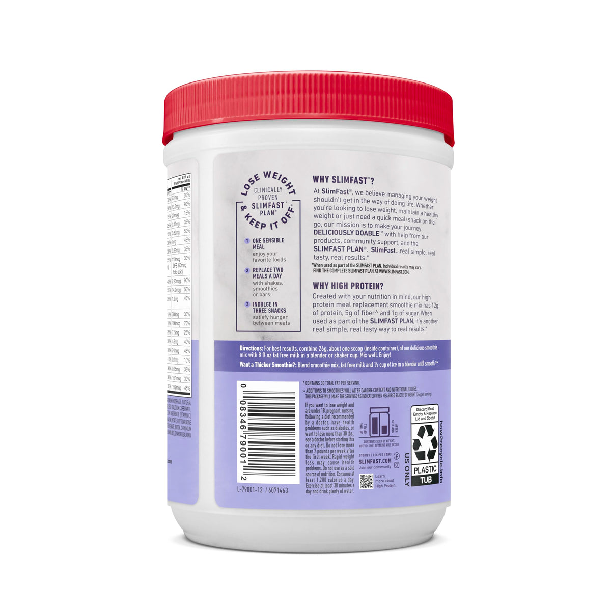 SlimFast label showing 24 vitamins and minerals for daily nutrition