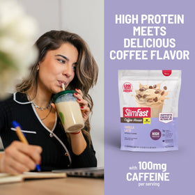 SlimFast coffee house smoothie blender preparing a flavorful shake