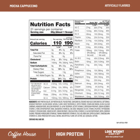 Glass of SlimFast energizing protein mix prepared with milk for quick breakfast