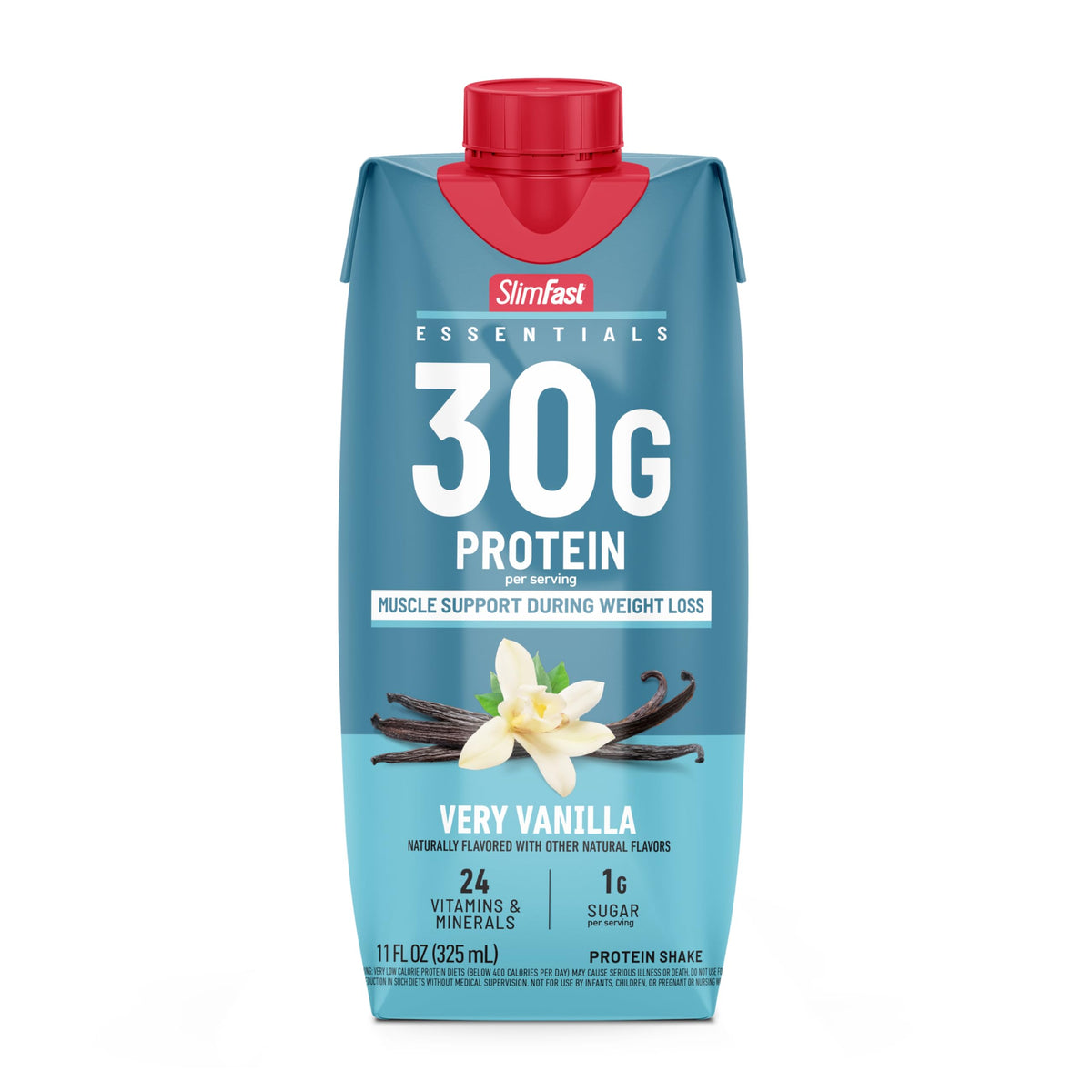 SlimFast Essentials Vanilla Shake in the fridge suggests ready-to-enjoy protein anytime
