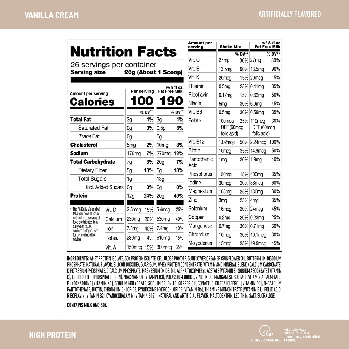 SlimFast gluten-free label highlighting 24 vitamins and minerals for daily support.