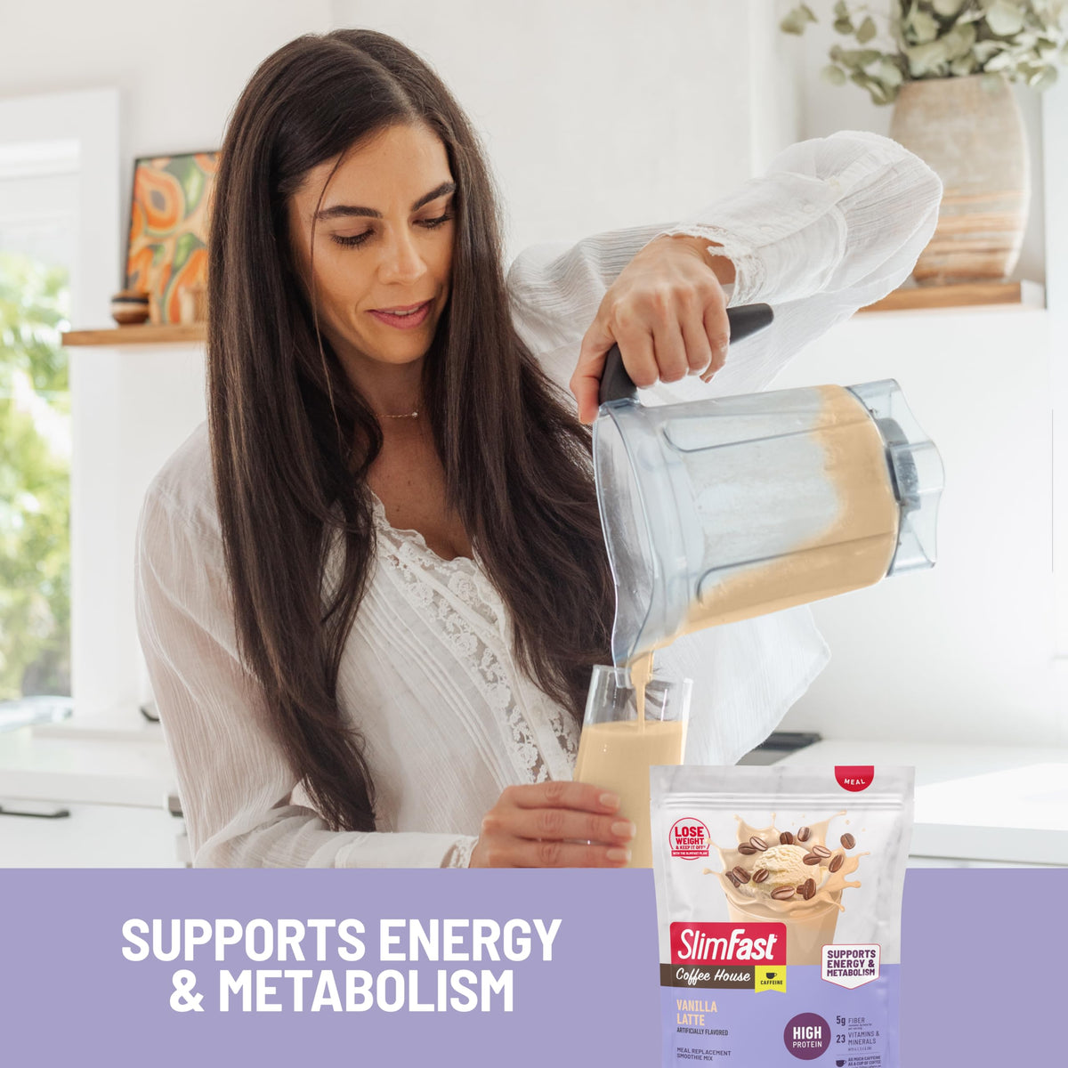 SlimFast gluten-free protein powder packaging emphasizing dietary option