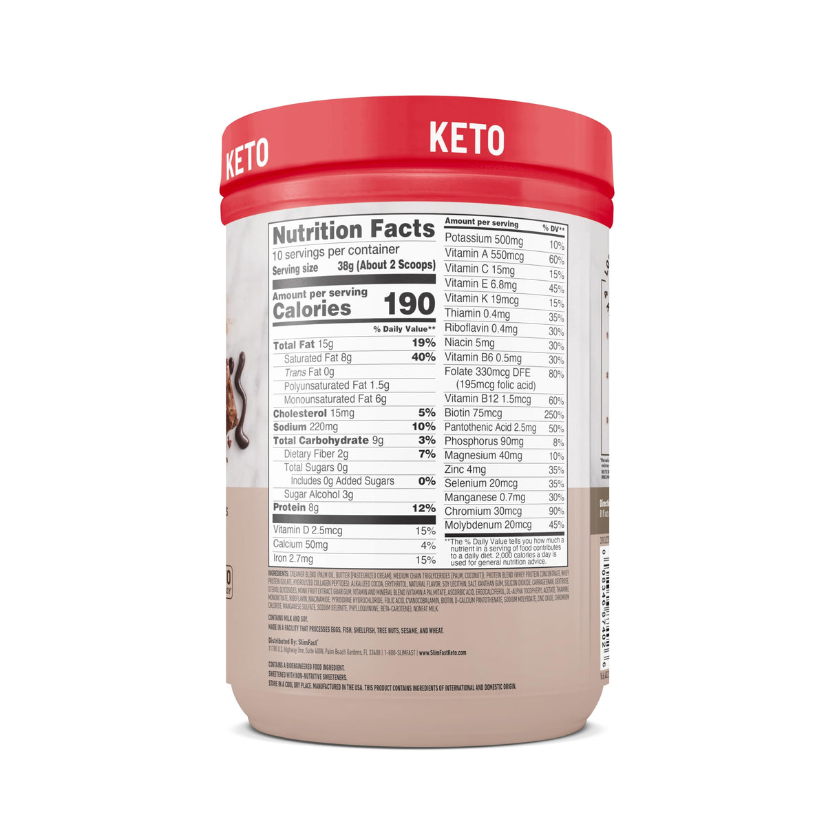 SlimFast Keto Shake coconut oil and MCTs component boosts energy