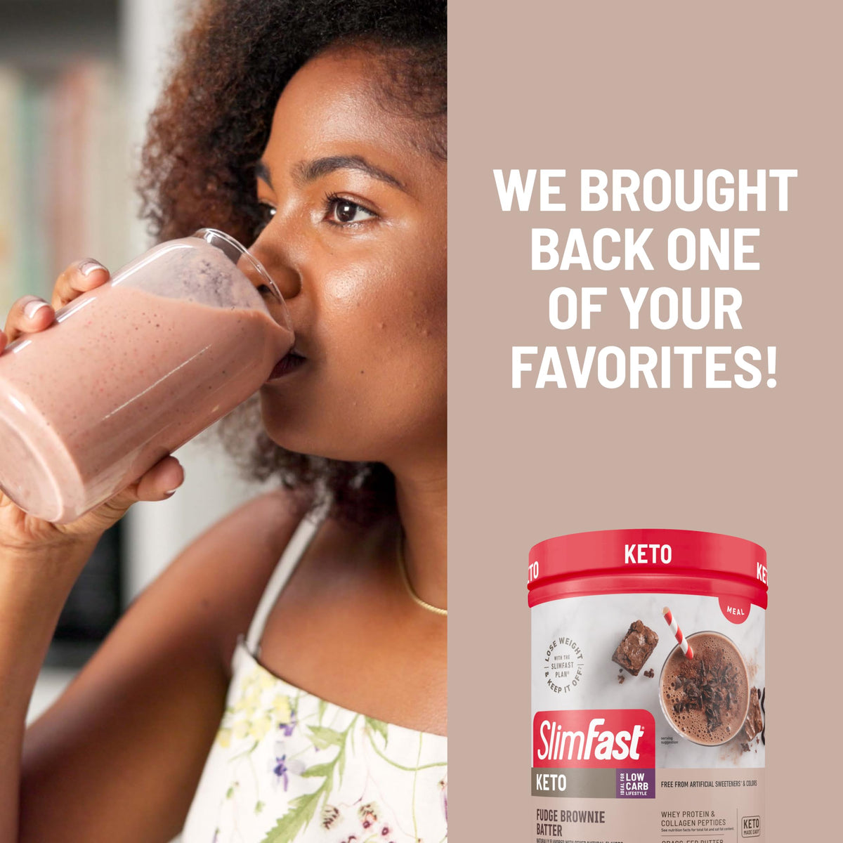 SlimFast Keto Shake in a glass ready to enjoy as a keto meal