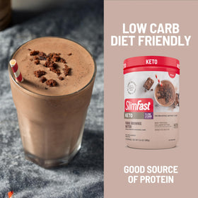 SlimFast Keto Shake on-the-go tub emphasizing portability for busy days