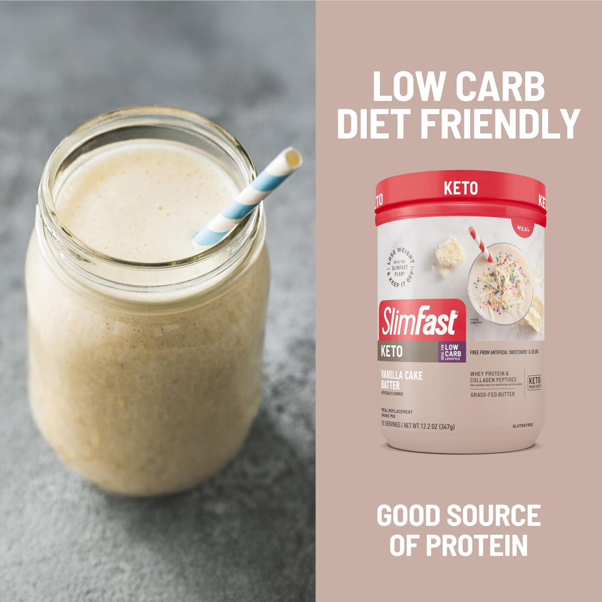 Grass-fed butter and MCT oil visible in SlimFast Keto batter