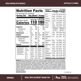 Scoop of SlimFast Original Rich Chocolate Royale powder showing easy measurement for shakes