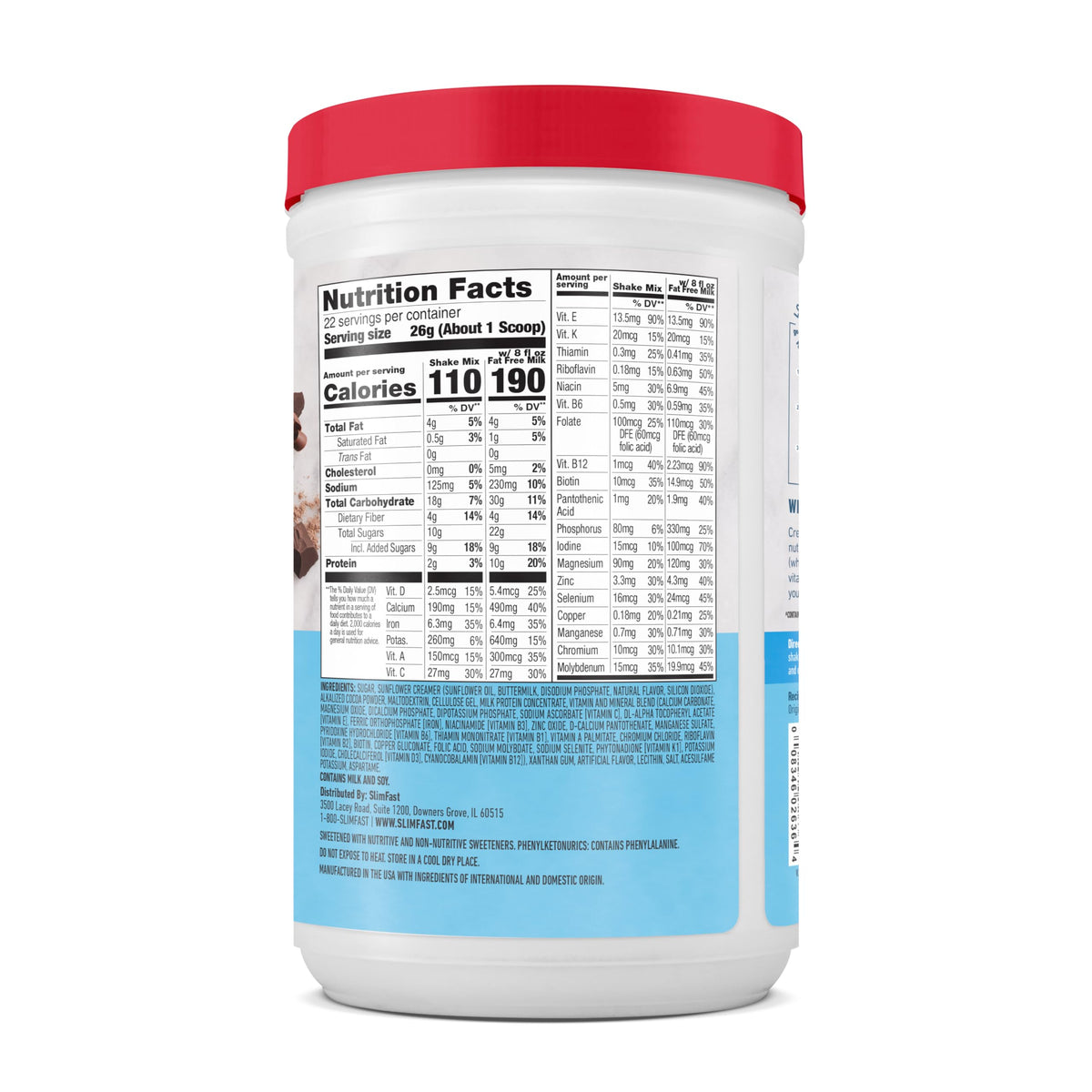 Serving size chart for SlimFast Original Rich Chocolate Royale to plan your day