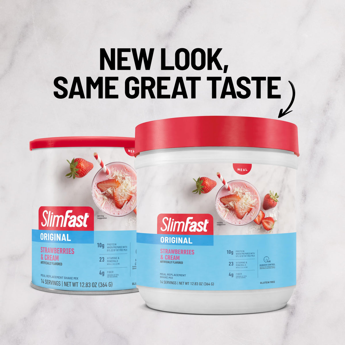SlimFast Original Strawberries & Cream gluten-free label on packaging