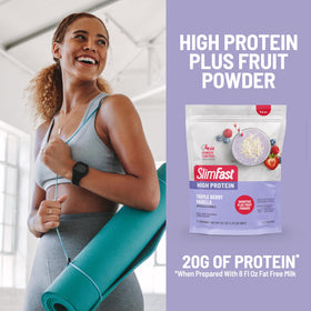 SlimFast served smoothie glass showcases a delicious, satisfying meal replacement option.