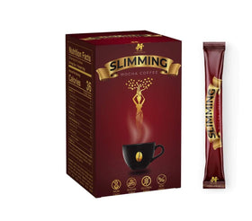 Slimming Mocha Coffee packaging highlighting Burn + Control formula helps curb appetite.