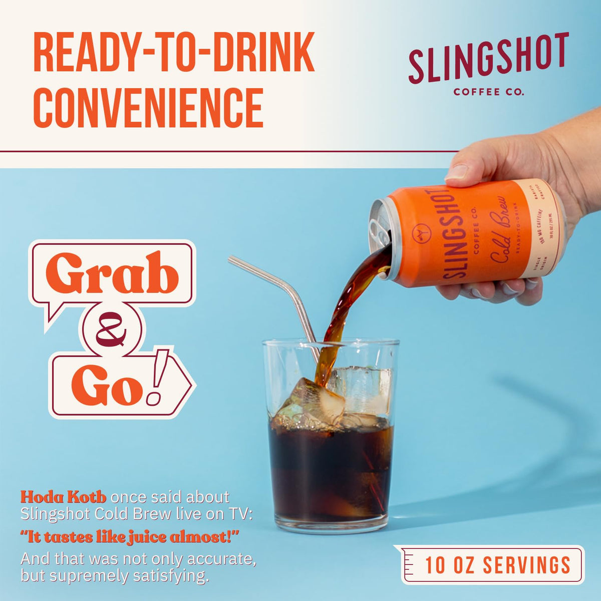 SLINGSHOT COFFEE unsweetened can label close-up emphasizing no additives