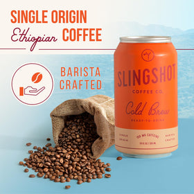 SLINGSHOT COFFEE Ethiopian single-origin label close-up for premium flavor