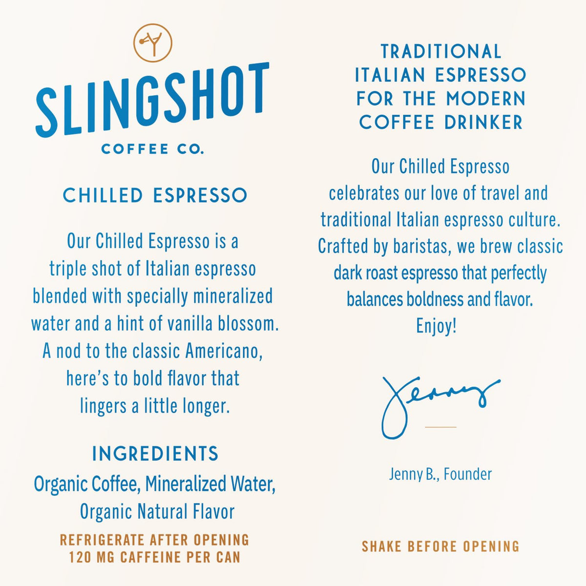 SLINGSHOT COFFEE ready-to-drink espresso for office or gym.