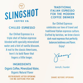 SLINGSHOT COFFEE ready-to-drink espresso for office or gym.