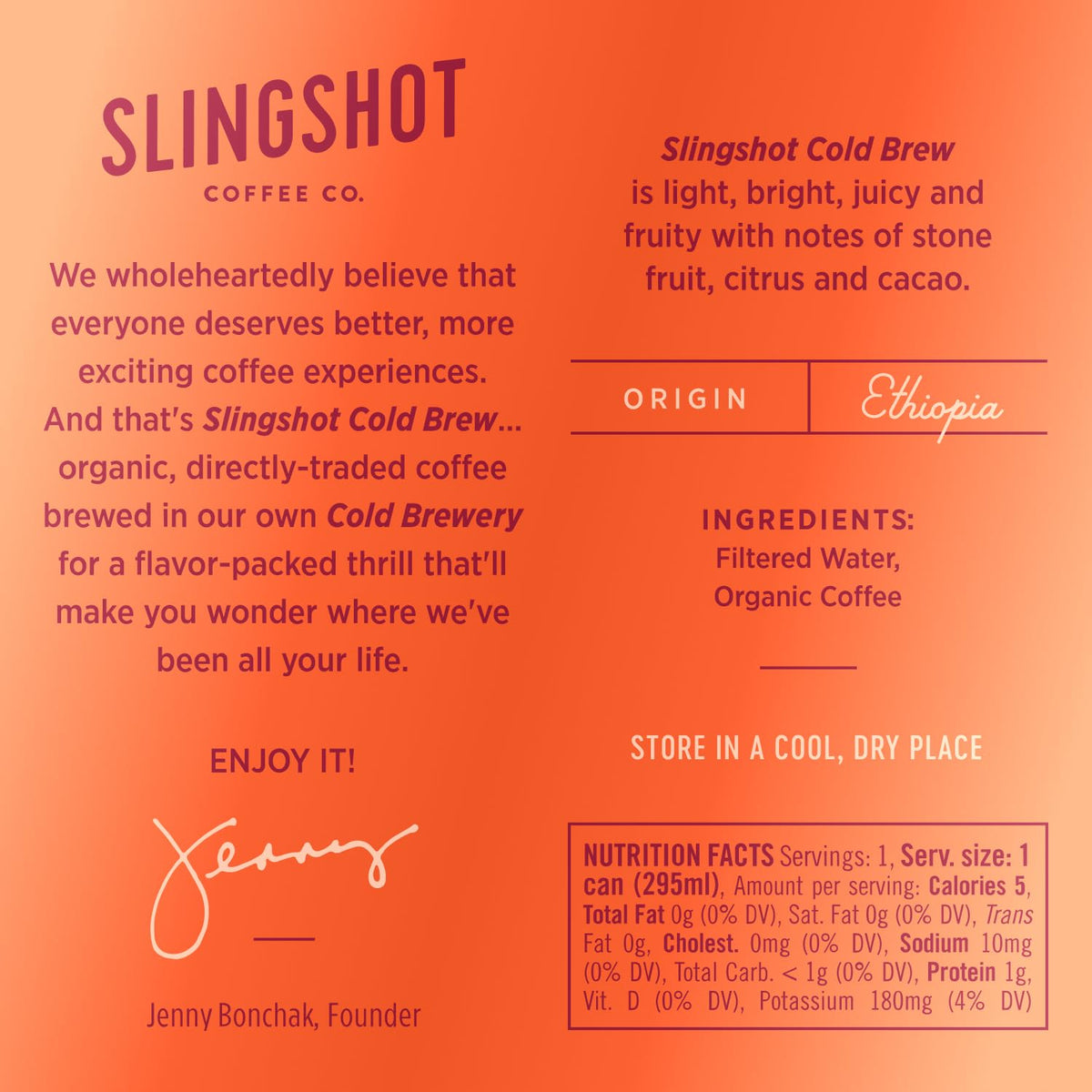 SLINGSHOT COFFEE pouring cold brew into a glass to savor