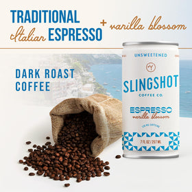 SLINGSHOT COFFEE vanilla blossom flavor closeup with smooth aroma.