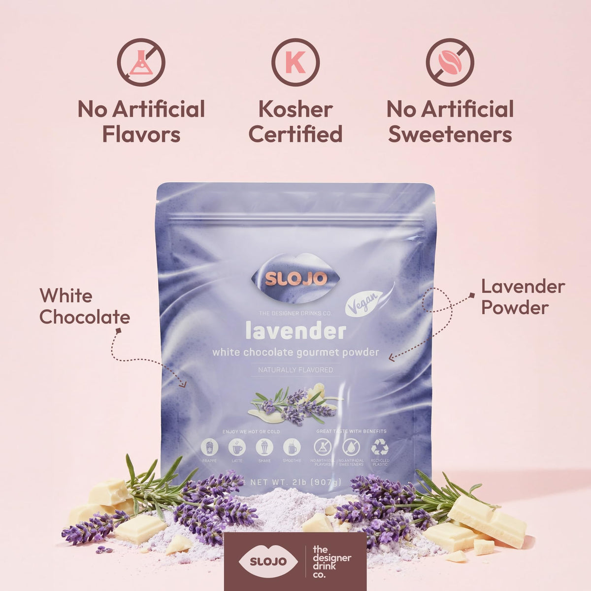 Dessert topping with lavender white chocolate for elegant sweets